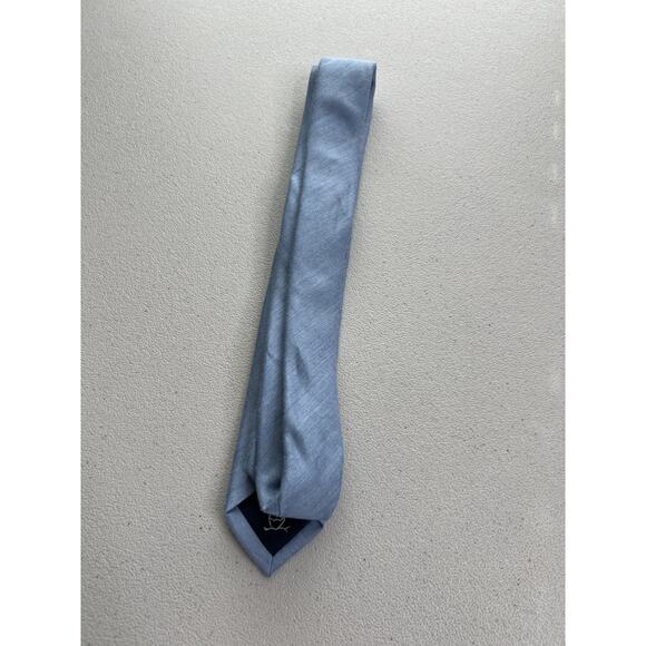 Penguin Blue Solid Woven Pattern Skinny Tie NWOT T-1097 - Picture 4 of 6